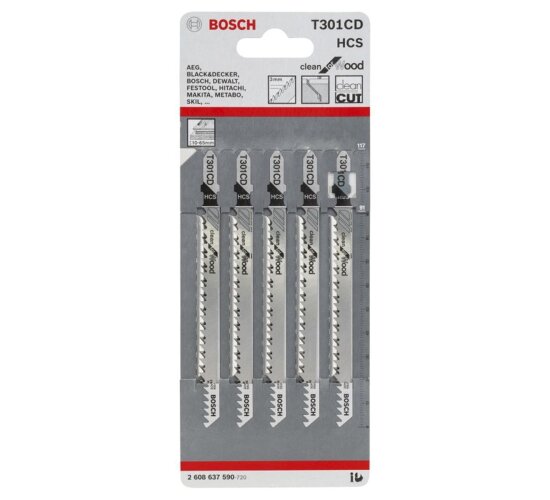 Bosch 5x Stichsägeblatt T301CD Clean for Wood