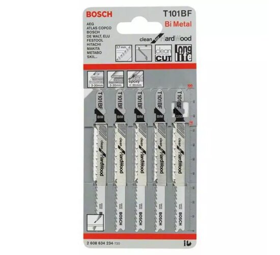 Bosch 5er Pack T101BF  Stichsägeblatt Clean for HardWood