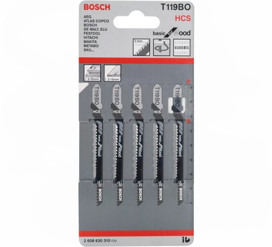 Bosch Stichsägeblatt T119BO Basic for Wood  5er Pack