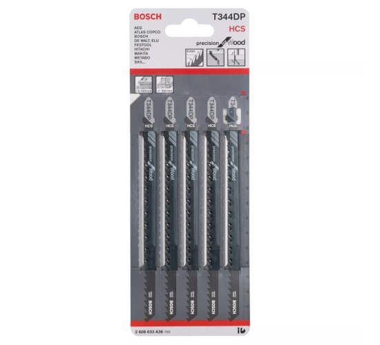 Bosch Stichsägeblatt T344DP, Precision for Wood, 5er-Pack