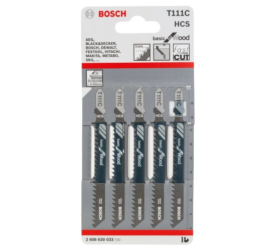 Stichsägeblatt T111C, Basic for Wood, 5er-Pack