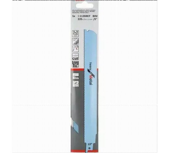 Bosch Säbelsägeblatt S 1126 BEF, Heavy for Metal, 5er-Pack