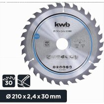 Kreissägeblatt kwb 210x30mm Z 30 für Weich-...