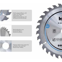 kwb Kreissägeblatt 190 x 30 Z30 für Weich-Hartholz, Tischlerplatten Spanplatten