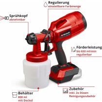 Einhell Akku-Farbsprühsystem TC-SY 18/60 Li-Solo Farbsprühpistole Power X-Change