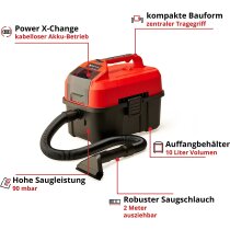 Einhell-Nass-Trockensauger TE-VC 18/10 Li  Akku 4.0 Ah,Fugen-/Bürstendüse + Polster-/Universaldüse