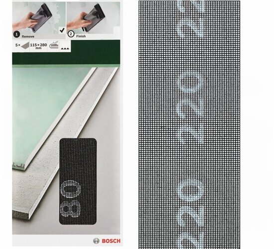 Bosch Schleifgitter 5 Stück, 115 x 280 mm K 220 für Gipskartonplatten