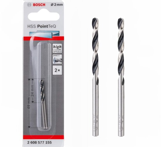 Bosch  Professionel HSS- PointTeQ Ø 2 x 24 x 49  mm 2 Stk.Metallbohrer