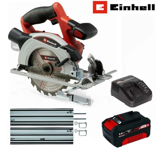 Einhell Akku-Handkreissäge TE-CS 18/165-1 Li- 18V Akku 4.0 Ah, Ladegerät Schiene