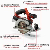 Einhell Handkreissäge TE-CS 18/150 Li - 18V mit Akku...