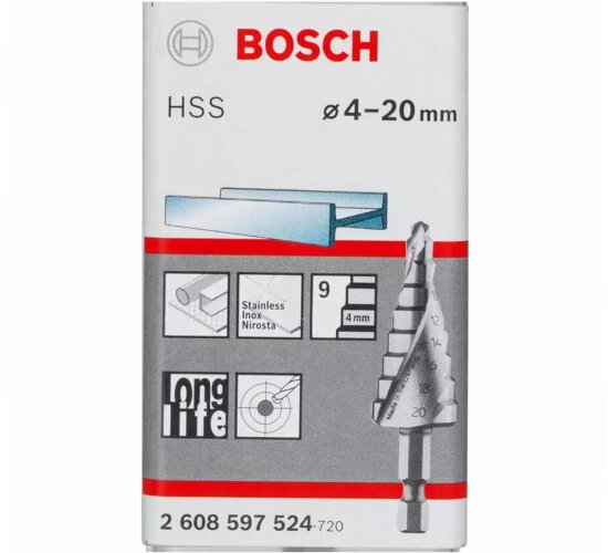 Bosch HSS-Stufenbohrer mit Sechskantschaft Durchmesser 4-20mm