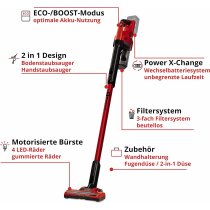 Einhell Stielstaubsauger TE-SV18 Li 18V mit Akku 2.5 Ah + Ladegerät Saugschlauch