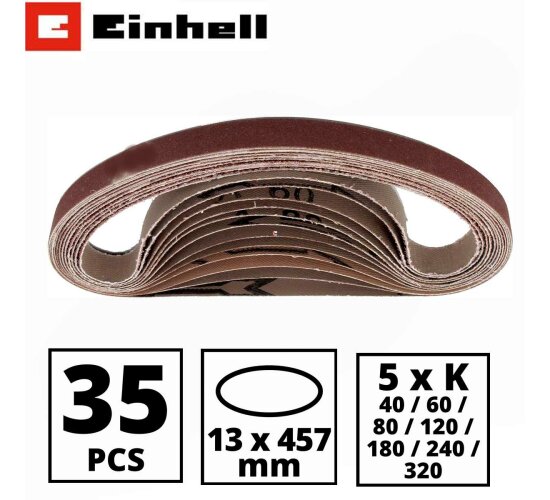 Einhell 35-tlg. Schleifbandset 13 x 457mm Zubehör für Akku-Bandfeile TE-BF 18 L