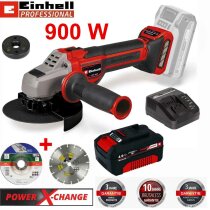 Einhell Pro Winkelschleifer TP-AG 18/125 CE Q Li-18V Akku 4.0 Ah + Trennscheiben