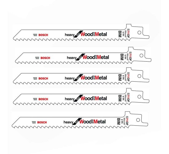 BOSCH Säbelsägeblatt S 711 DF, Heavy für Wood and Metal, 5-er Pack,