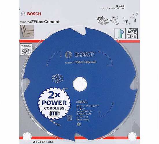 Bosch Kreissägeblatt , 165x1,8/1,2x20, 4Z für Akkusägen Expert for Fibre Cement