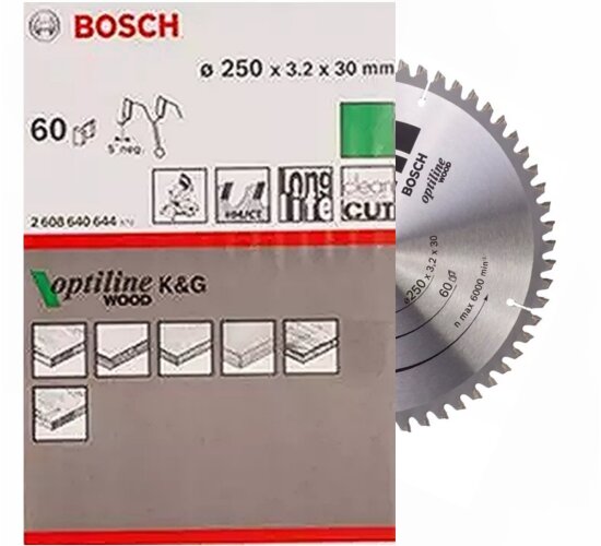 Bosch HM Sägeblatt 254x2,8x30mm Z=60 WZ Optiline Wood