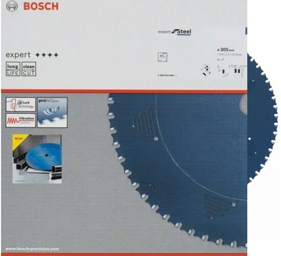 Bosch Kreissägeblatt 305 x 25,4 x 2,6 mm, 60 Z Expert for Steel,