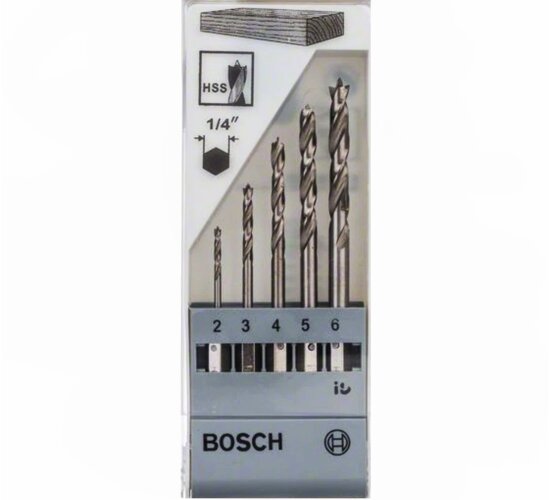 Bosch Holzbohrer-Set mit Sechskantschaft, 5-teilig, 2 - 6 mm