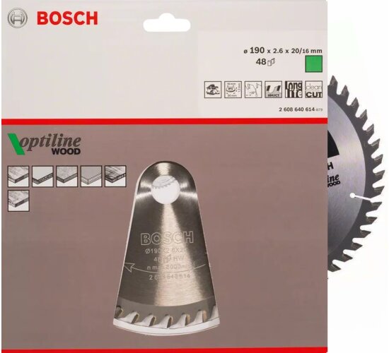 Bosch Kreissägeblatt 190 x 20 x 2,6mm 348 Z Optiline Wood  Handkreissäge