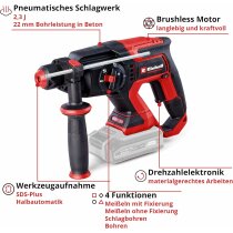 Einhell Professional Akku-Bohrhammer TP-HD 18/22 D Li BL-Solo