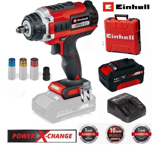 Einhell Pro  Schlagschrauber IMPAXXO 18/450 Akku 4.0 Ah 18V -Koffer 3-Gang-Getriebe, Bürstenloser Motor