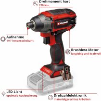 Einhell Professionel Schlagschrauber TP-CI 18/220 Li BL Akku 4.0 Ah Ladegerät