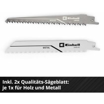 Einhell Akku-Säbelsäge TE-AP 18/13 Li-Solo 18V + 2 Sägeblätter