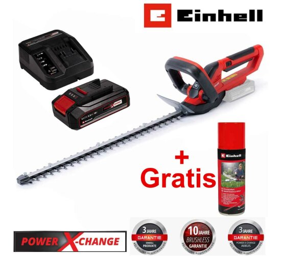 Einhell Akku-Heckenschere GC-CH 1855/1 Li 18V,55 cm Akku 2.5 Ah, Spray