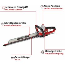 Einhell Akku-Heckenschere ARCURRA 18/55 Akku 4.0 Ah, Ladegerät 18V + Pflegespray