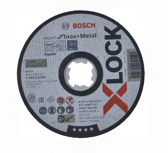 Bosch Professional Trennscheibe für Inox, X-LOCK, Ø125 mm,  Dicke 1 mm),