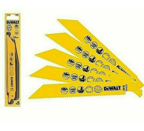 5 X DeWalt Säbelsägeblätter DT2345 BIM Universalsägeblatt 152 mm,