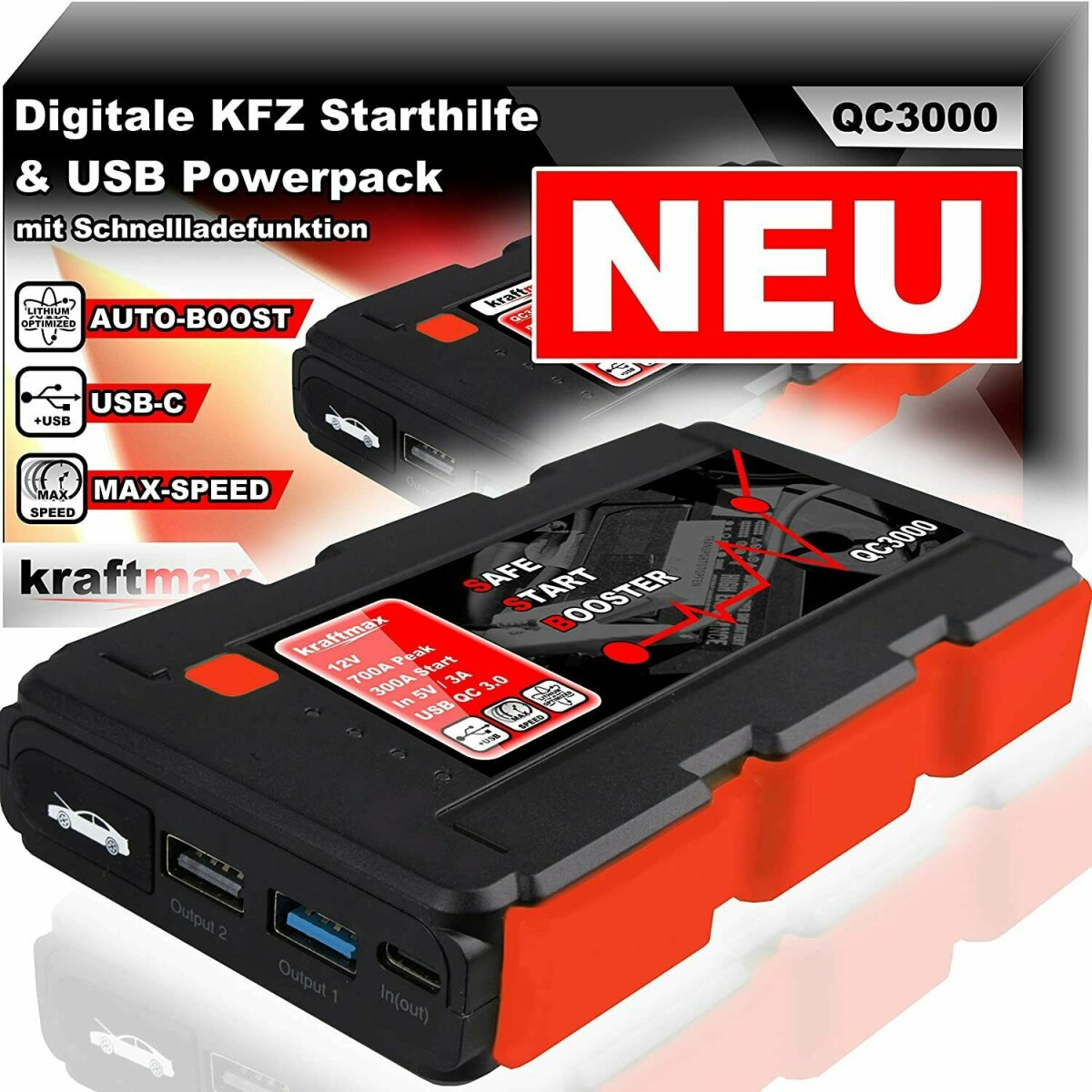 Jumpstarter, der kompakte KFZ-Starthilfe-Powerakku mit Powerbank