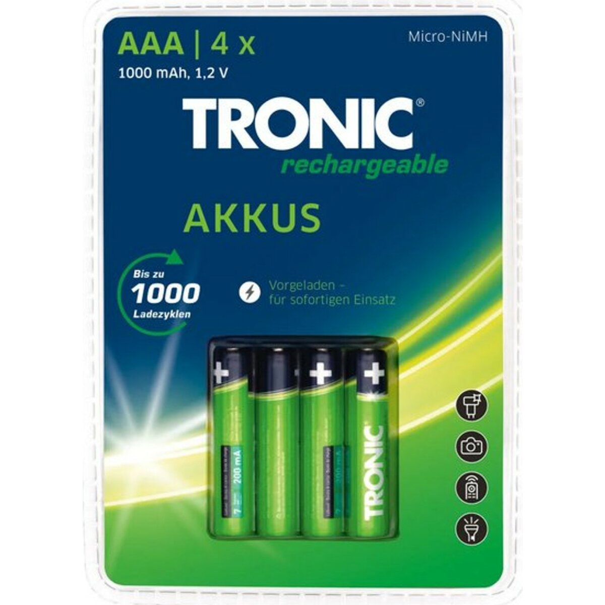 TRONIC Akku Ready 2 Use 4 Stück, -Ni-MH, AAA/Micro/HR03/HRMRI03 11/45