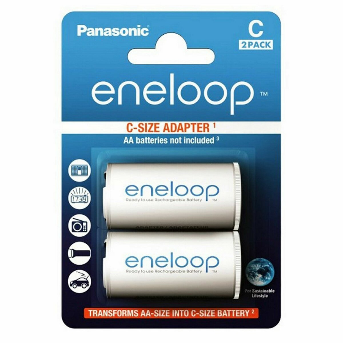 Panasonic Eneloop Adapter Aa R6 Nach C R14 Für 1xaa 2er Blister Bq Bs