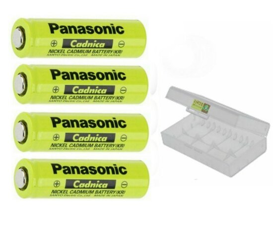 4 x Panasonic Cadnica Mignon AA NiCD Akku N-600AAK 1,2V 600mAh + Box