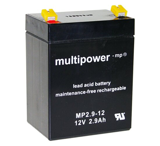 Multipower Blei-Akku MP2,9-12 Pb 12V / 2,9Ah Faston 4,8, Pluspol links