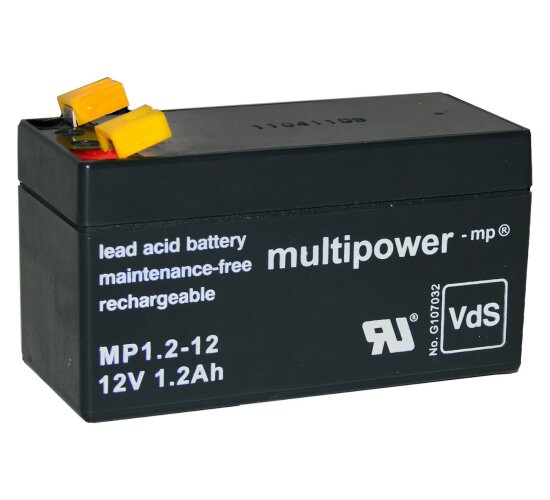 Multipower  MP1,2-12 Pb 12V / 1,2Ah VdS-Nr. G119028, Faston 4,8