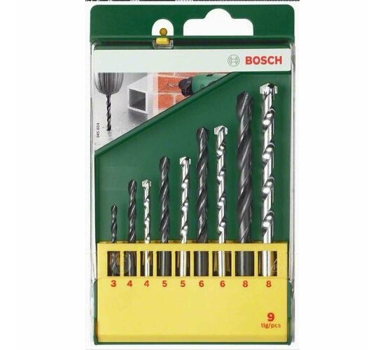 Bosch 9tlg. HSS R Metallbohrer HM Steinbohrer Set 3 - 8mm