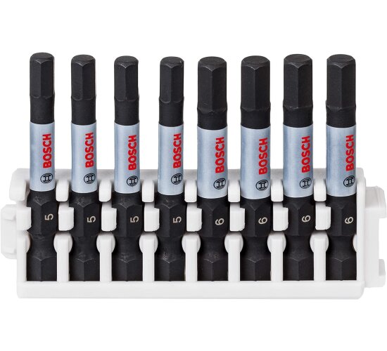 Bosch Professional 8tlg. Schrauber Bit Set Hex 4 x H4/ 4 x H5 - L 50mm Impact Control Pick and Click,