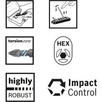 Bosch Professional 8tlg. Schrauber Bit Set Hex 4 x H4/ 4 x H5 - L 50mm Impact Control Pick and Click,