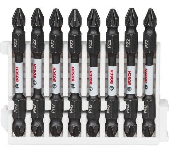 Bosch Professional 8tlg. Doppelschrauber Bit Set 8 x PH2-PZ2 - L 65mm (Impact Control, , Pick and Click,