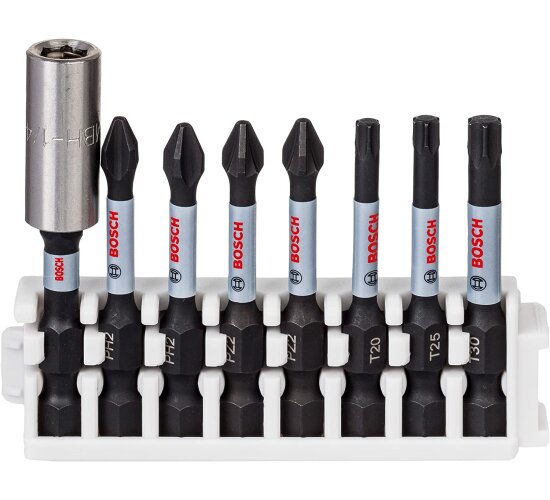 Bosch Professional 8tlg. Schrauber Bit Set (Impact Control, T/PZ/PH Bits, Länge 60 mm, Pick and Click, Zubehör Schlagschrauber Bohrschrauber)