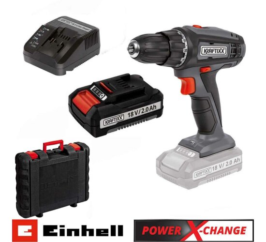 Einhell / Kraftixx Akku-Bohrschrauber KX-AS 18 Li  Koffer, Akku 18V 2,0Ah Power X Change