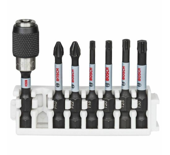 Bosch Professional 7tlg. Schrauber Bit Set (Impact Control, T/PZ/PH Bits - Länge: 25mm, Pick and Click, Schlagschrauber Bohrschrauber)