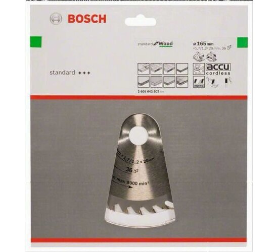 Bosch Professional Kreissägeblatt  Ø Ø 165 x 20/16 x 1,7 mm, 36 Zähne, Optiline Wood (Holz, Sägeblatt