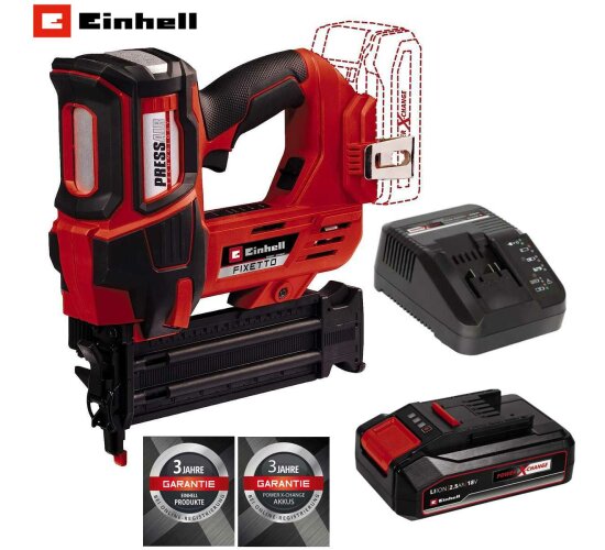 Einhell Professional Akku-Tacker FIXETTO 18/38 S 18V, 60 Schuss/min max. 40 mm Klammerlänge,,, Einzel-/Serienschuss Akku 2,5 Ah Ladegerät