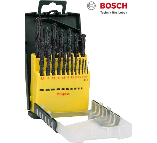 Bosch Metallbohrer-Set HSS-R, 19-tlg., 1 - 10 mm, Gripbox