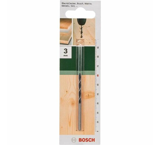 Bosch 1x Holzspiralbohrer für Weichholz, Hartholz, Ø 3 mm,