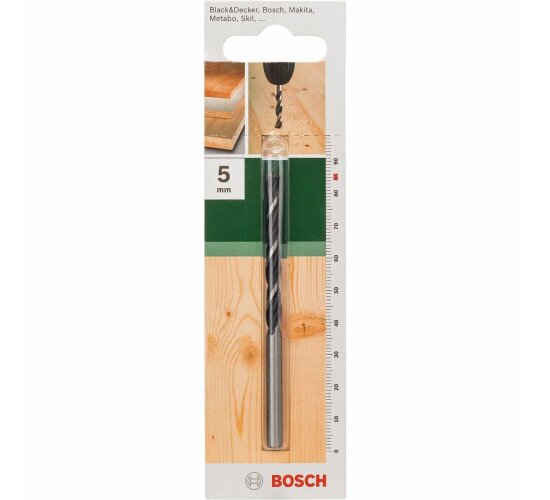 Bosch 1x Holzspiralbohrer für Weichholz, Hartholz, Ø 5 mm,